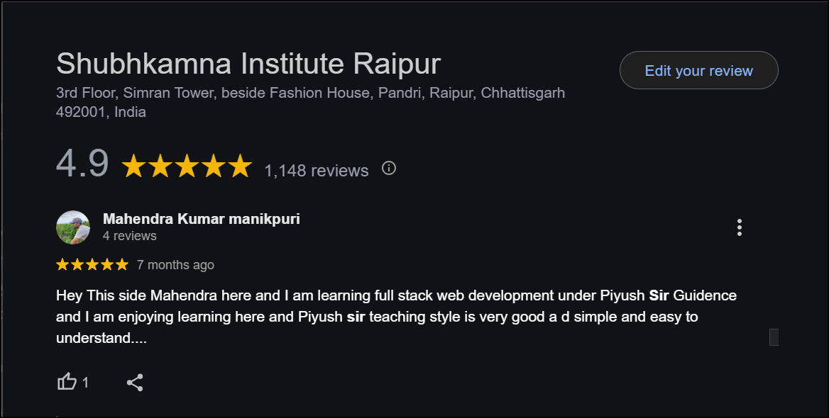 Google Review for Full Stack Web Development with Python and Django 2