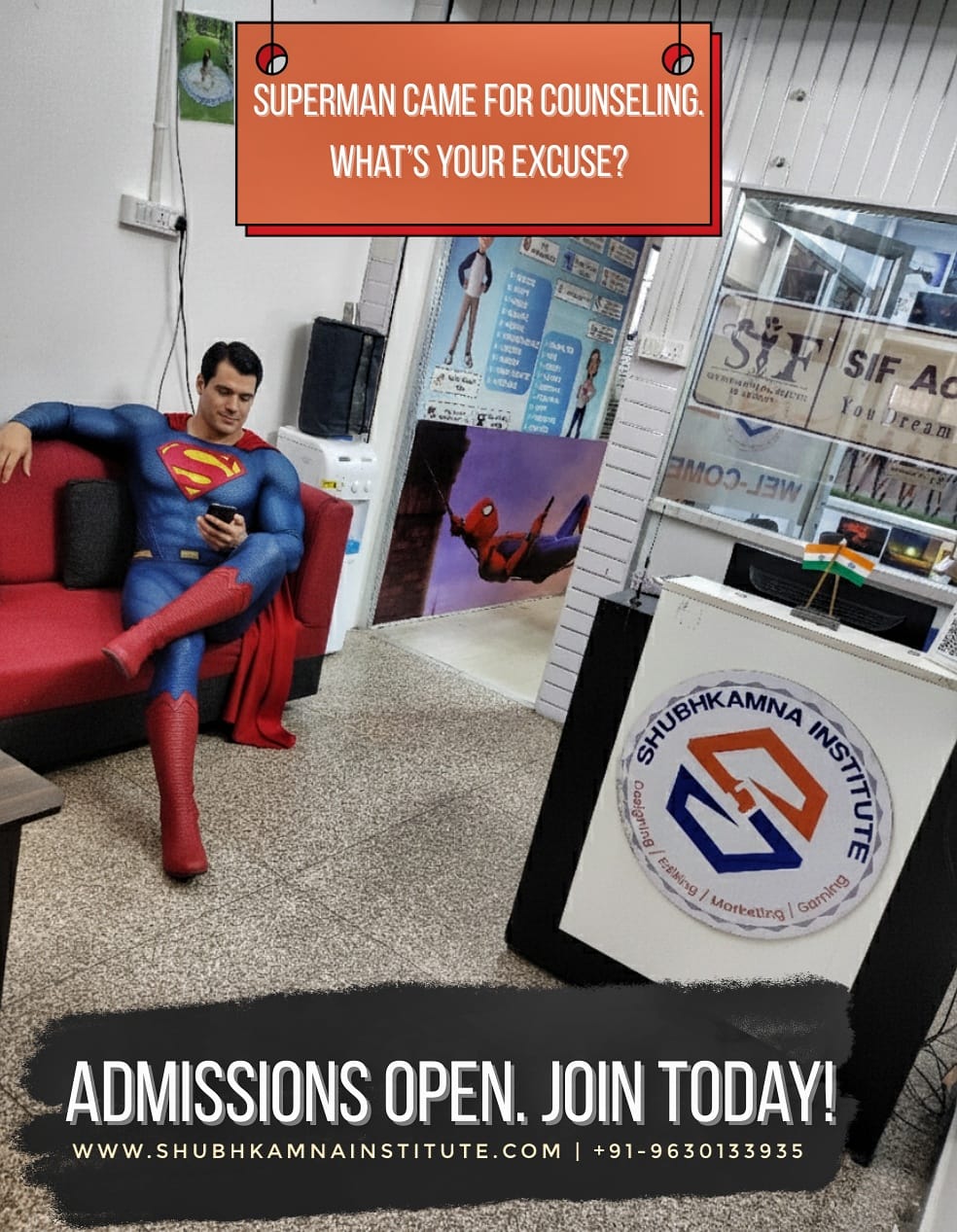 Superman counseling at Shubhkamna Institute meme poster